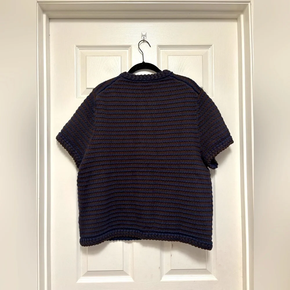 NWT J.Crew Crochet Short-Sleeve Cardigan in Stripe